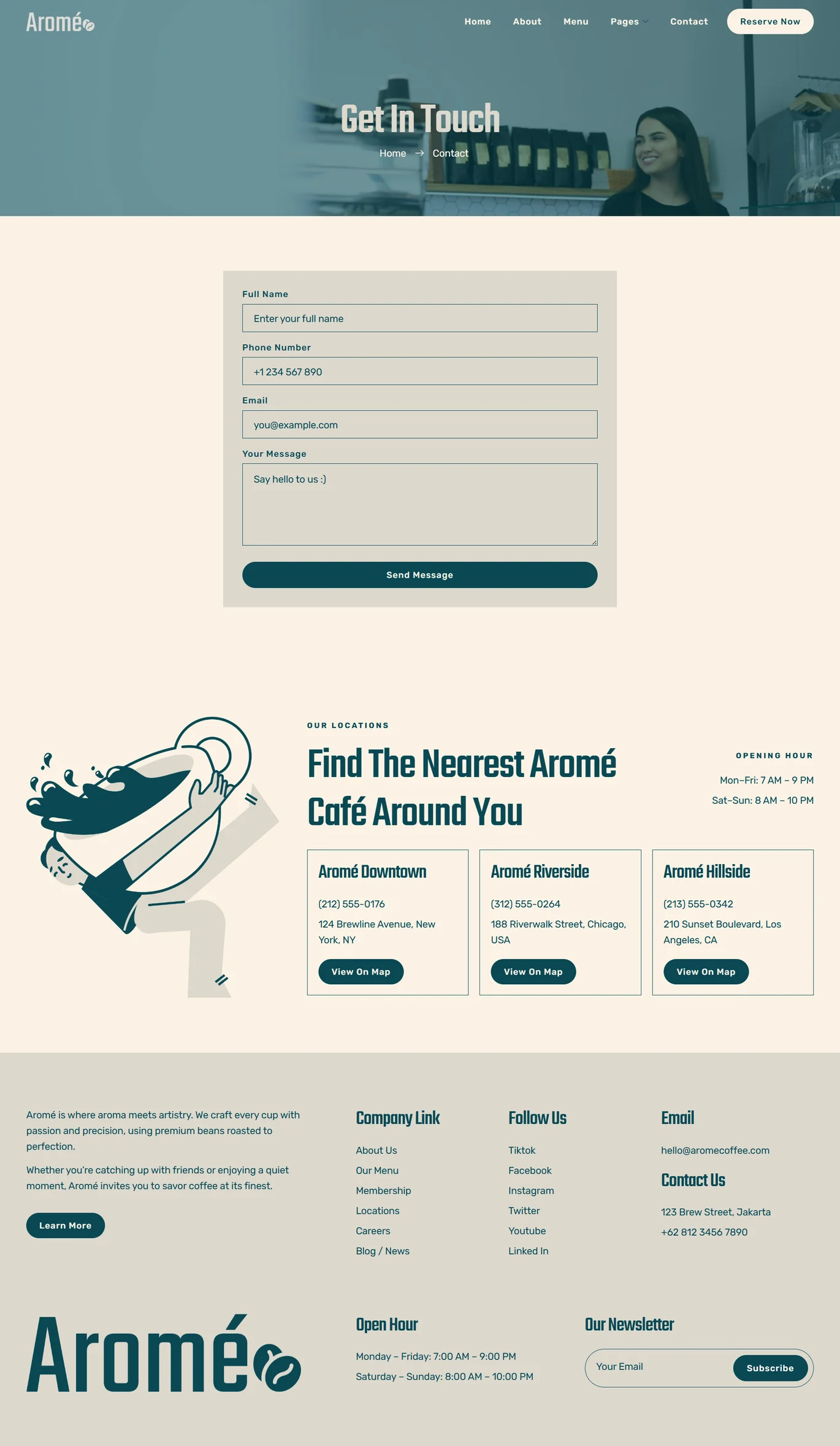 Arome Coffee Shop & Cafe Elementor Template Kit