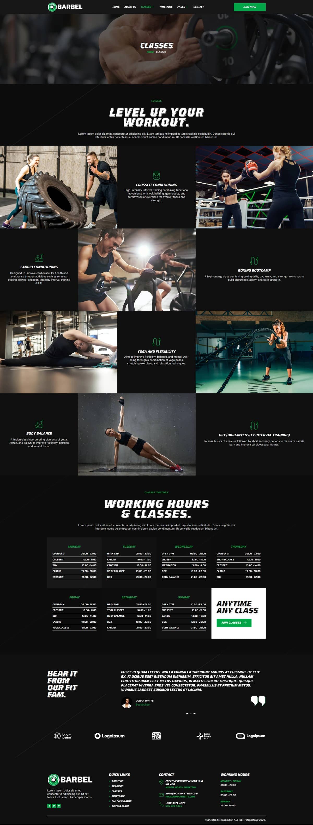 Barbel Fitness Gym Elementor Template Kit