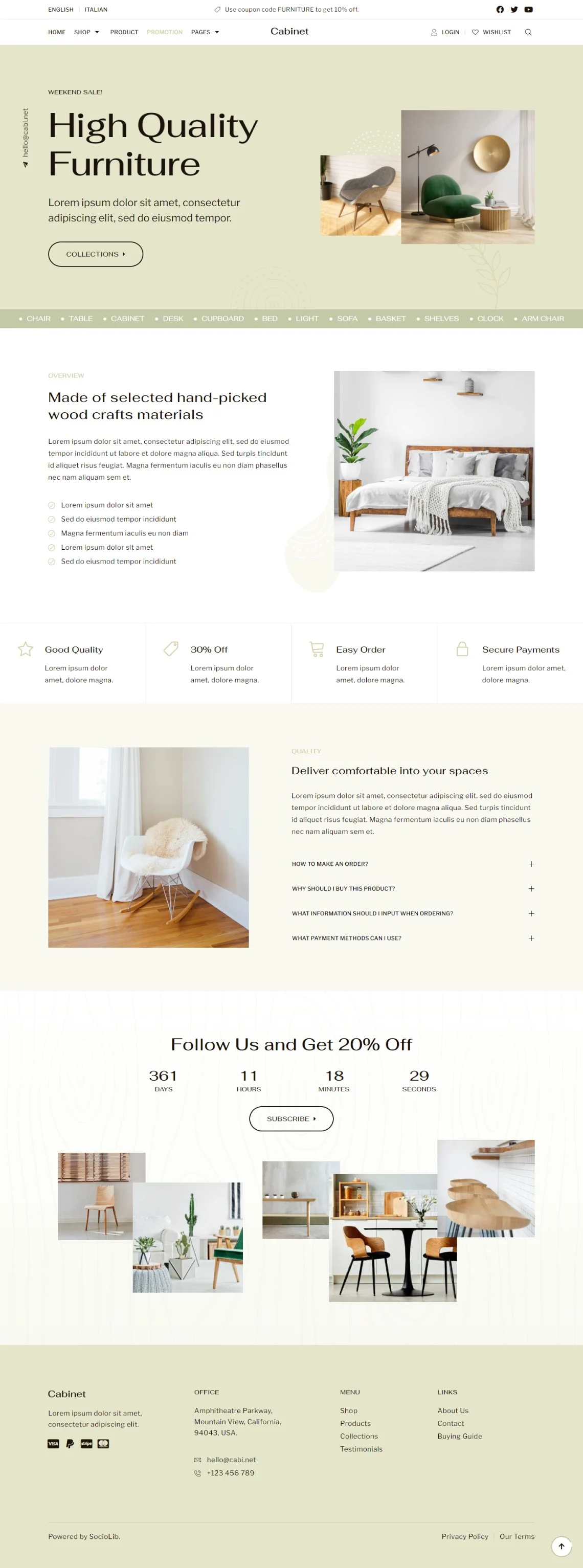 Cabinet Furniture Store Elementor Template Kit