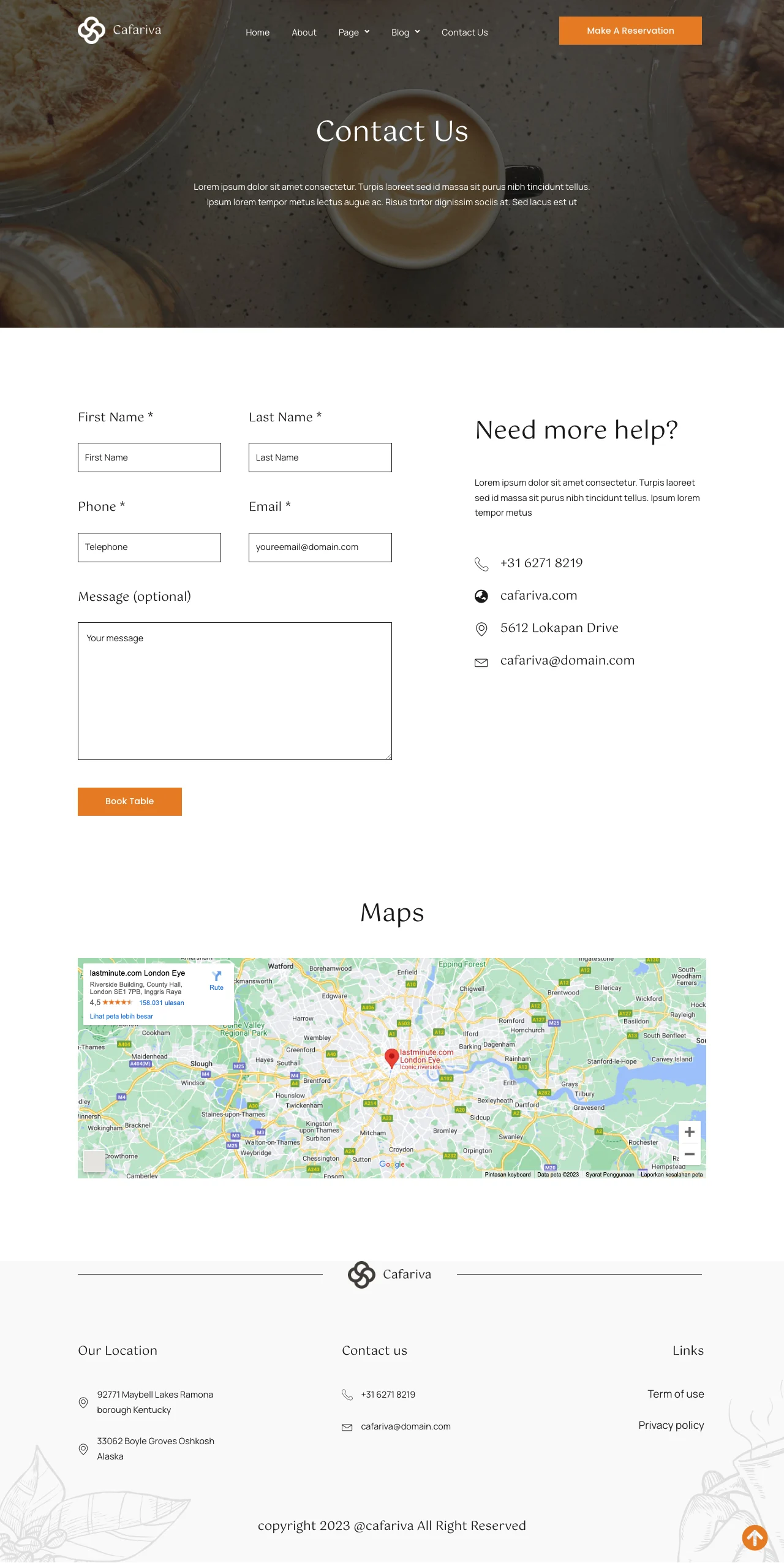 Cafariva Minimalist Cafe &coffee Elementor Template Kit
