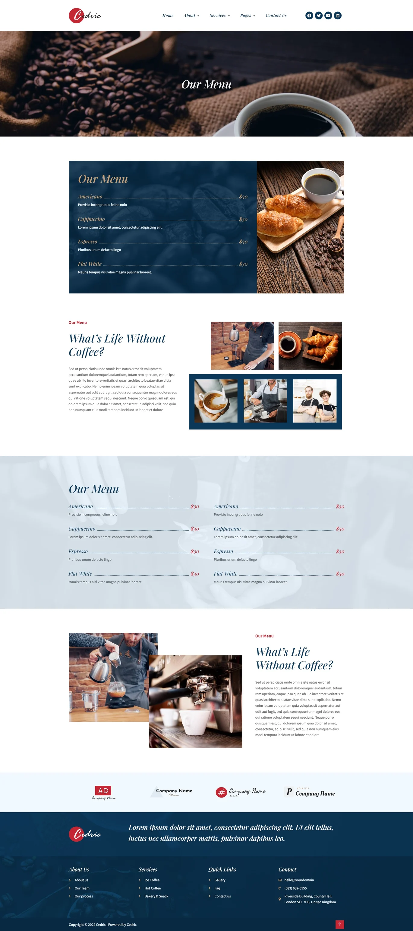 Cedric Coffee & Beverages Elementor Template Kit