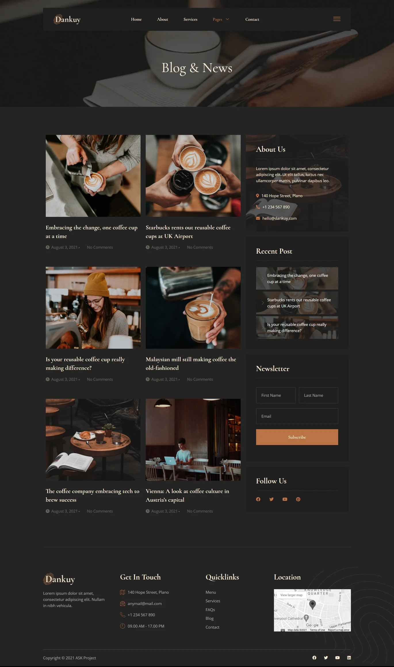 Dankuy Cafe & Coffee Shop Elementor Template Kit