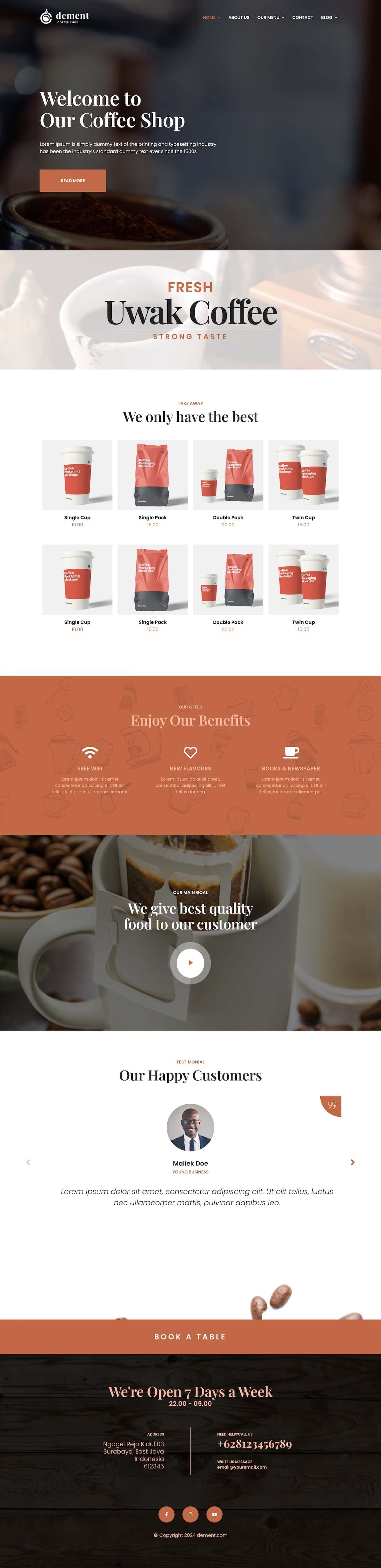 Dement Coffee Shop Elementor Template Kit