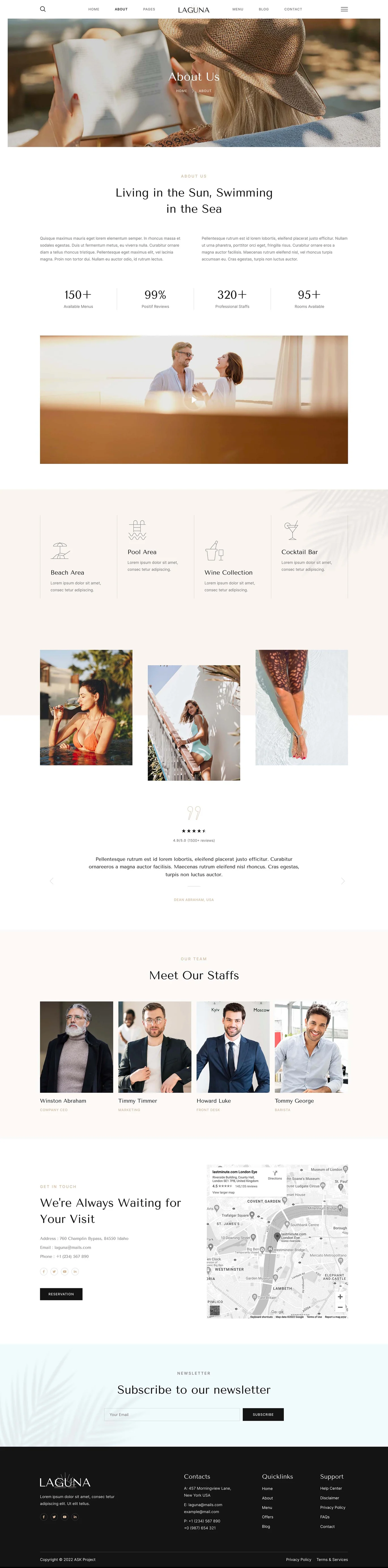 Laguna Beach Club Lounge Bar & Resort Elementor Template Kit