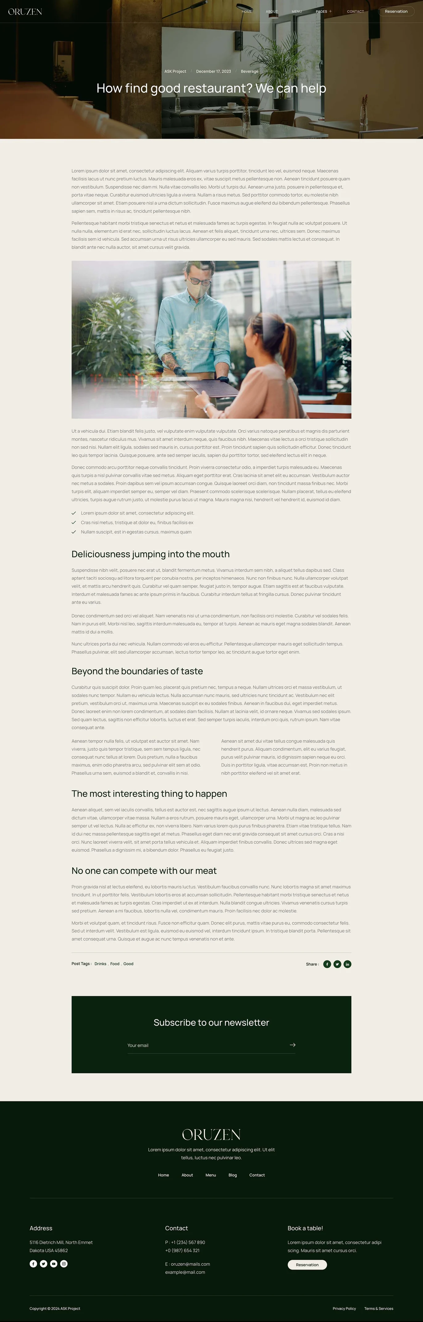 Oruzen Restaurant & Cafe Elementor Template Kit