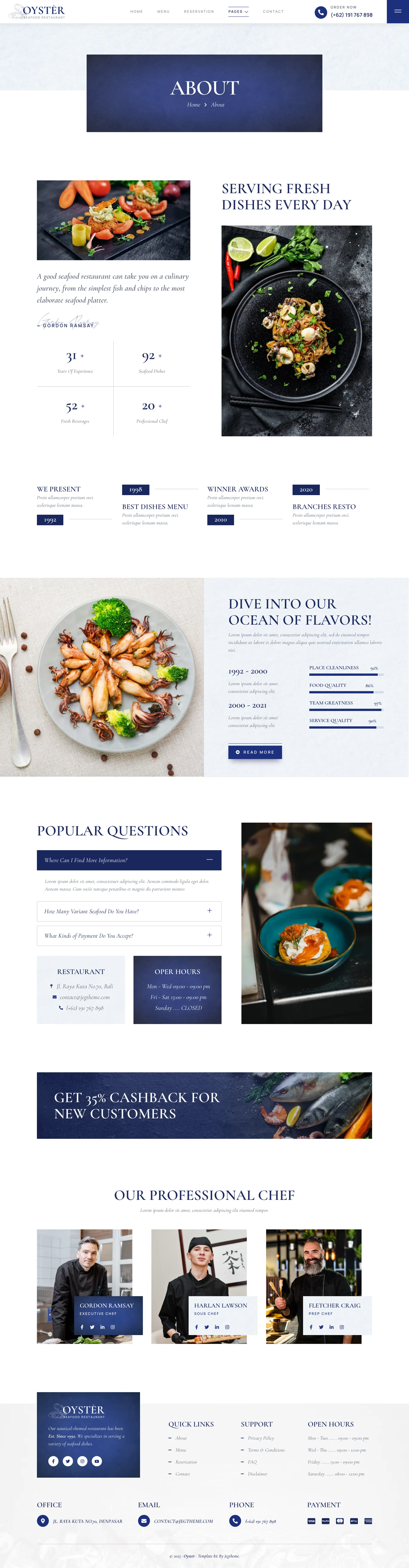 Oyster – Seafood Restaurant & Cafe Elementor Template Kit