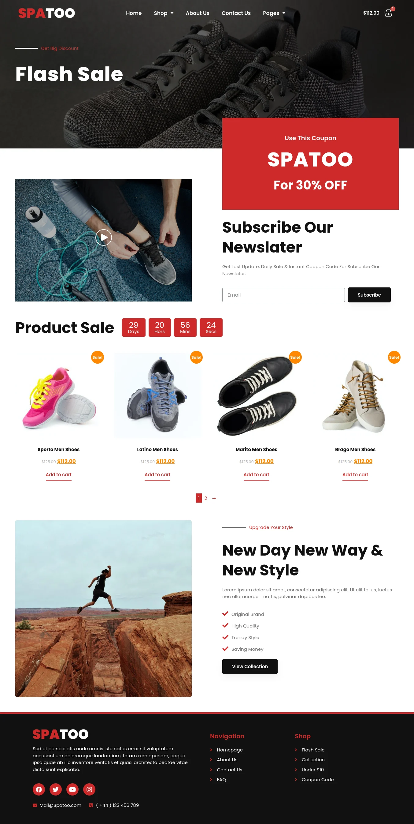 Spatoo Modern Shoes eCommerce Elementor Template Kit